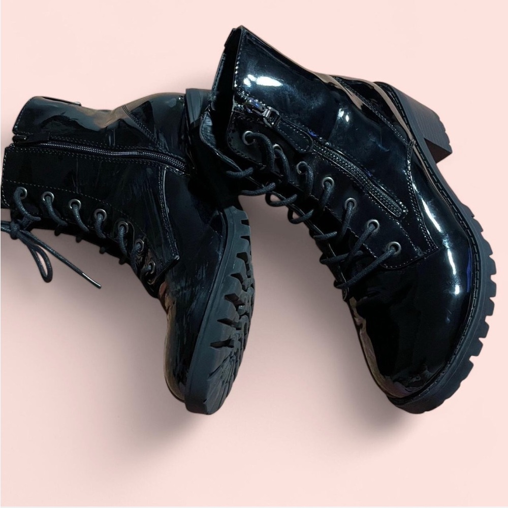 Forever 21 Black Combat Boots with Chunky Sole